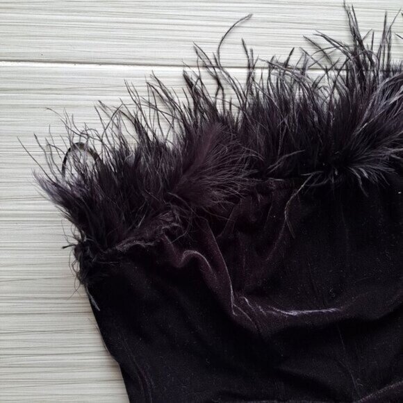 Flying Tomato Velvet Wide Leg Sleeveless Romper Feathers Black Size Large Fairy - Picture 2 of 9